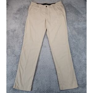 Under Armour Performance Pants Mens 36x32 Beige Elastic Waist Straight Leg Golf